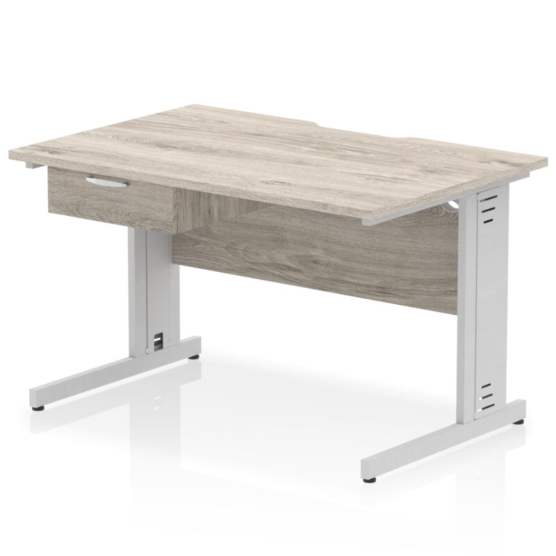 Impulse Scalloped Edge Cable Managed Straight Desk With Single One Drawer Fixed Pedestal - Image 20