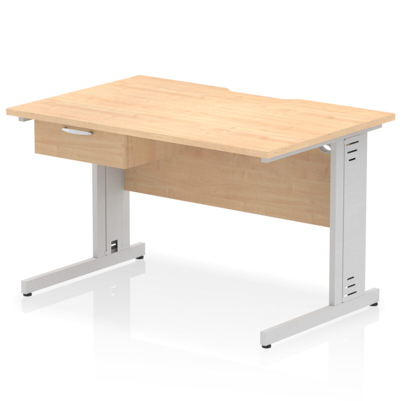 Impulse Scalloped Edge Cable Managed Straight Desk With Single One Drawer Fixed Pedestal - Image 21