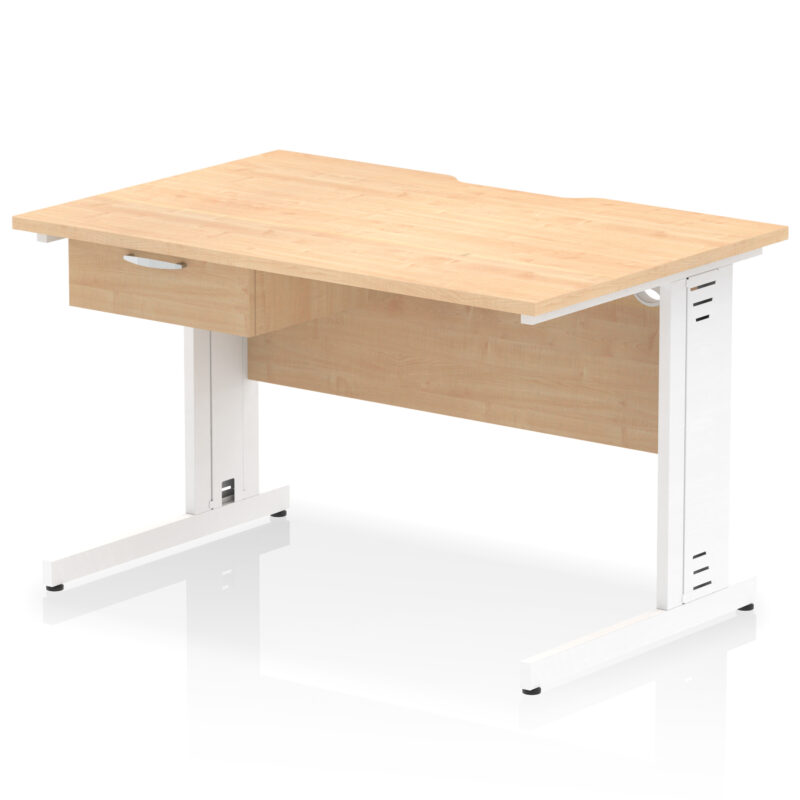Impulse Scalloped Edge Cable Managed Straight Desk With Single One Drawer Fixed Pedestal - Image 42