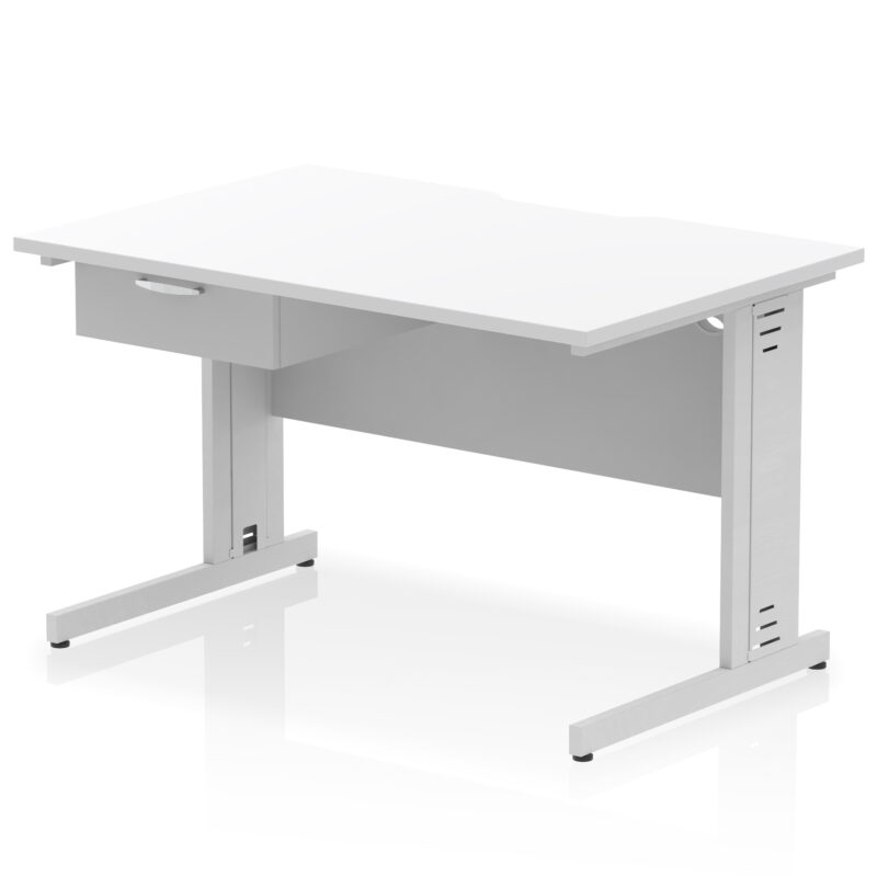 Impulse Scalloped Edge Cable Managed Straight Desk With Single One Drawer Fixed Pedestal - Image 24