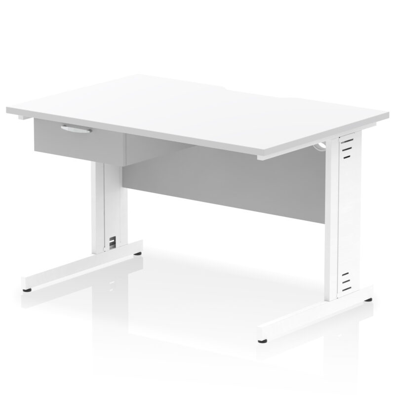 Impulse Scalloped Edge Cable Managed Straight Desk With Single One Drawer Fixed Pedestal - Image 45