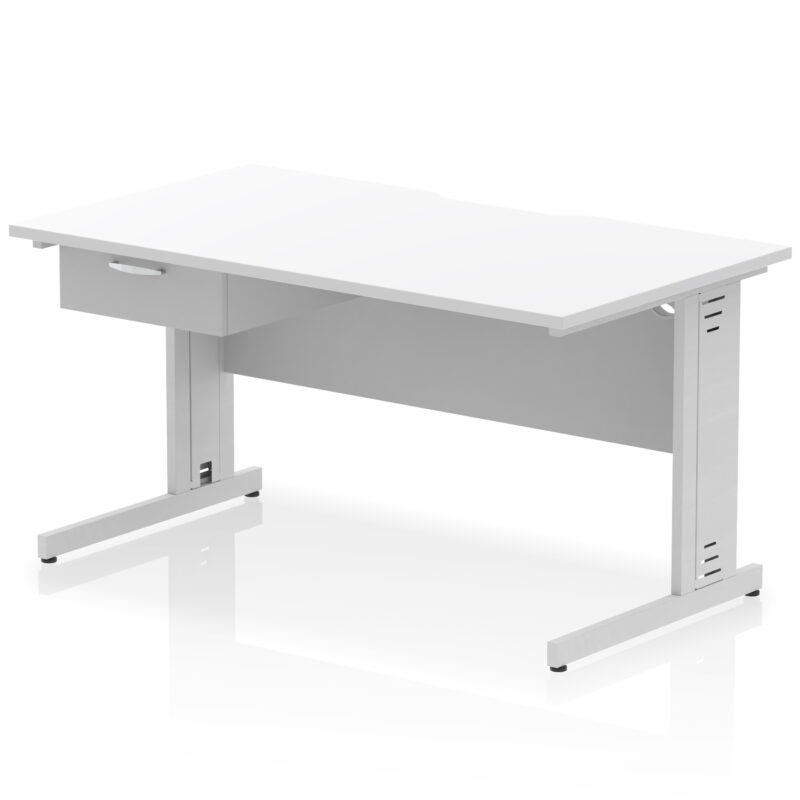 Impulse Scalloped Edge Cable Managed Straight Desk With Single One Drawer Fixed Pedestal - Image 30