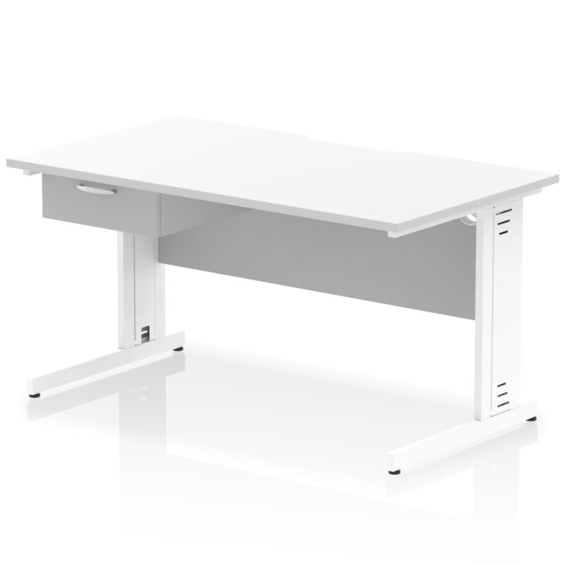 Impulse Scalloped Edge Cable Managed Straight Desk With Single One Drawer Fixed Pedestal - Image 51