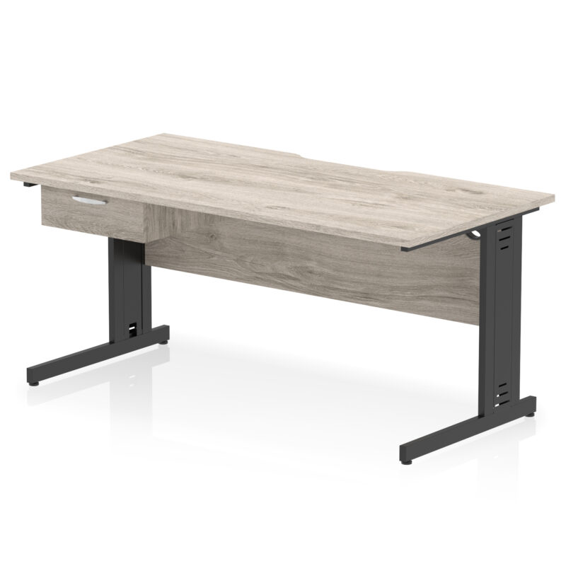 Impulse Scalloped Edge Cable Managed Straight Desk With Single One Drawer Fixed Pedestal - Image 14