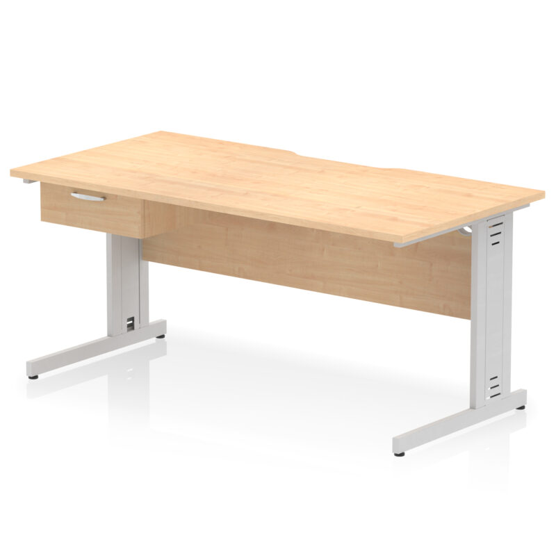 Impulse Scalloped Edge Cable Managed Straight Desk With Single One Drawer Fixed Pedestal - Image 33