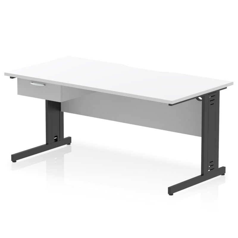 Impulse Scalloped Edge Cable Managed Straight Desk With Single One Drawer Fixed Pedestal - Image 18