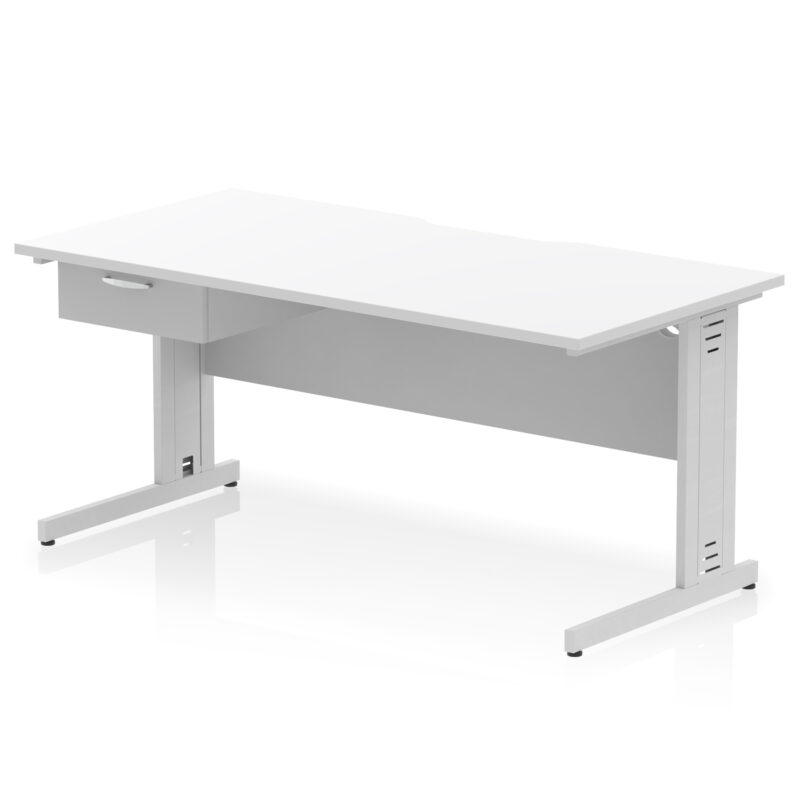Impulse Scalloped Edge Cable Managed Straight Desk With Single One Drawer Fixed Pedestal - Image 36