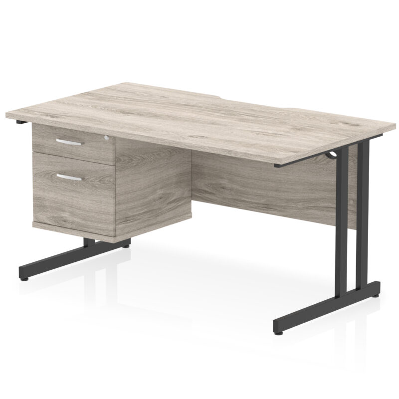 Impulse Scalloped Edge 1400mm Cantilever Straight Desk With Single Fixed Pedestal - Image 6