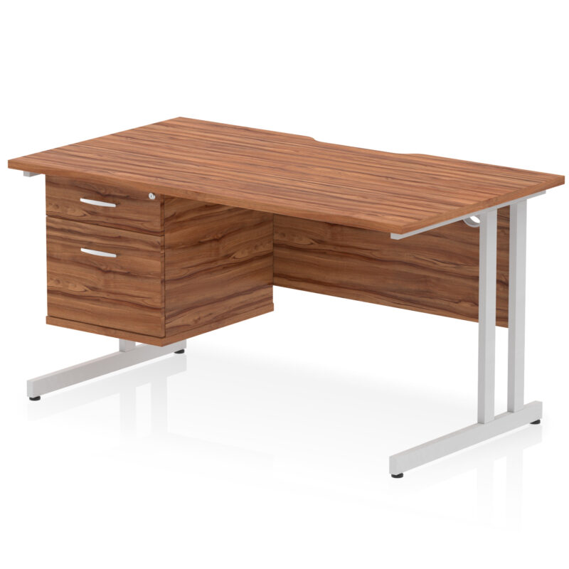 Impulse Scalloped Edge 1400mm Cantilever Straight Desk With Single Fixed Pedestal - Image 16