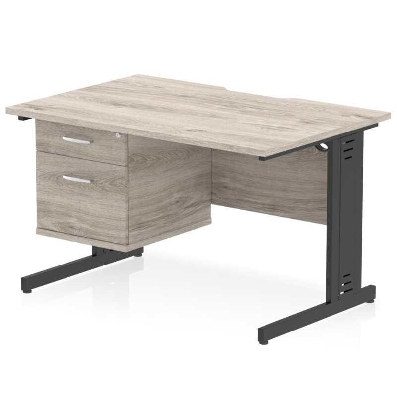 Impulse Scalloped Edge 1200mm Cable Managed Straight Desk With Single Fixed Pedestal - Image 6
