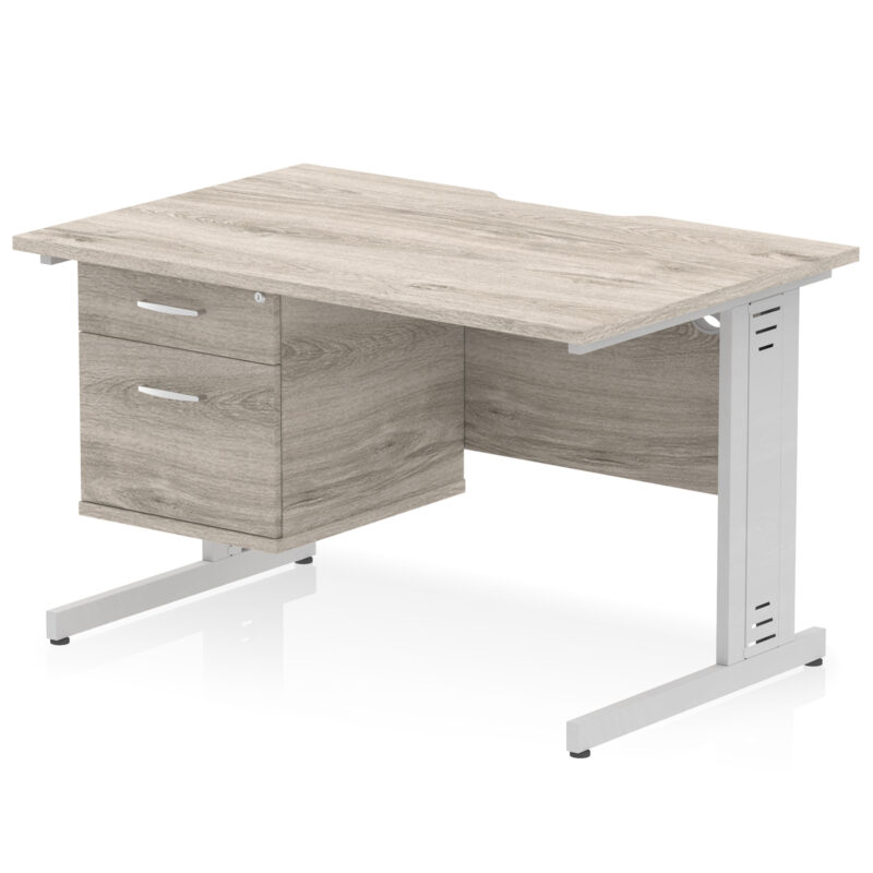 Impulse Scalloped Edge 1200mm Cable Managed Straight Desk With Single Fixed Pedestal - Image 7