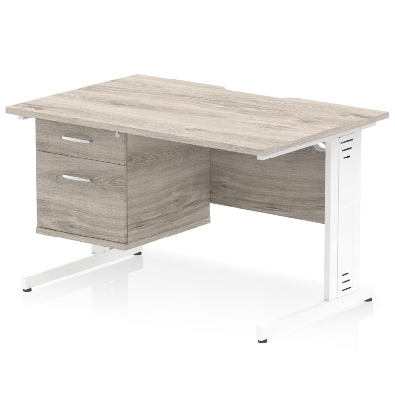 Impulse Scalloped Edge 1200mm Cable Managed Straight Desk With Single Fixed Pedestal - Image 8