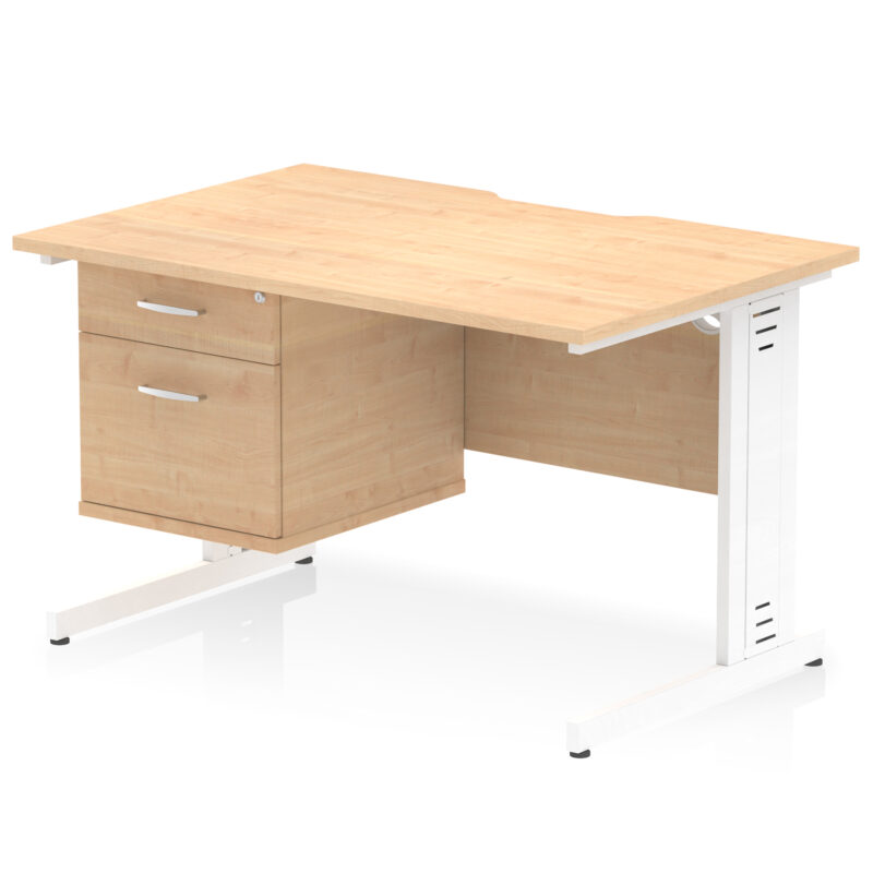 Impulse Scalloped Edge 1200mm Cable Managed Straight Desk With Single Fixed Pedestal - Image 11
