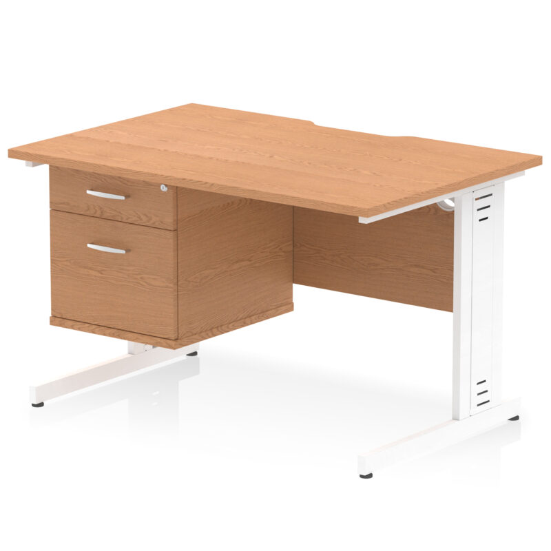 Impulse Scalloped Edge 1200mm Cable Managed Straight Desk With Single Fixed Pedestal - Image 14