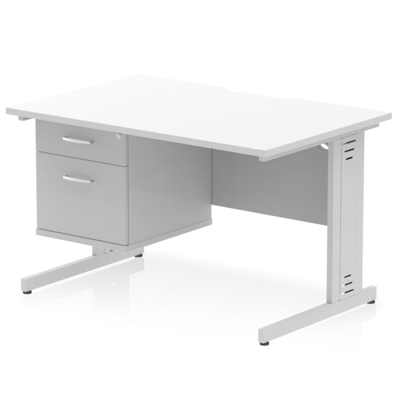 Impulse Scalloped Edge 1200mm Cable Managed Straight Desk With Single Fixed Pedestal - Image 19