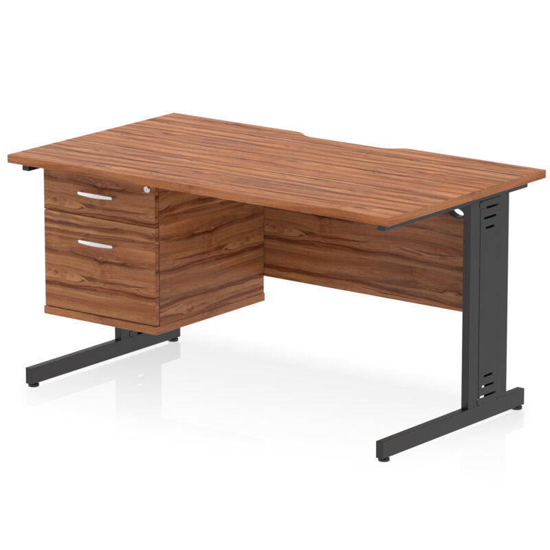 Impulse Scalloped Edge 1400mm Cable Managed Straight Desk With Single Fixed Pedestal - Image 15