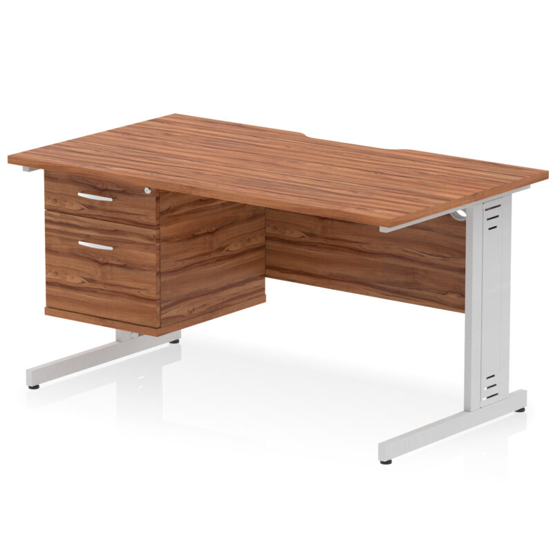 Impulse Scalloped Edge 1400mm Cable Managed Straight Desk With Single Fixed Pedestal - Image 16