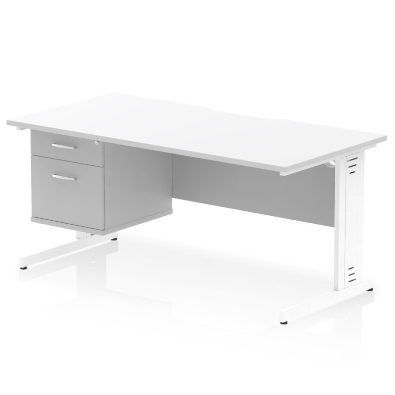 Impulse Scalloped Edge 1600mm Cable Managed Straight Desk With Single Fixed Pedestal - Image 20