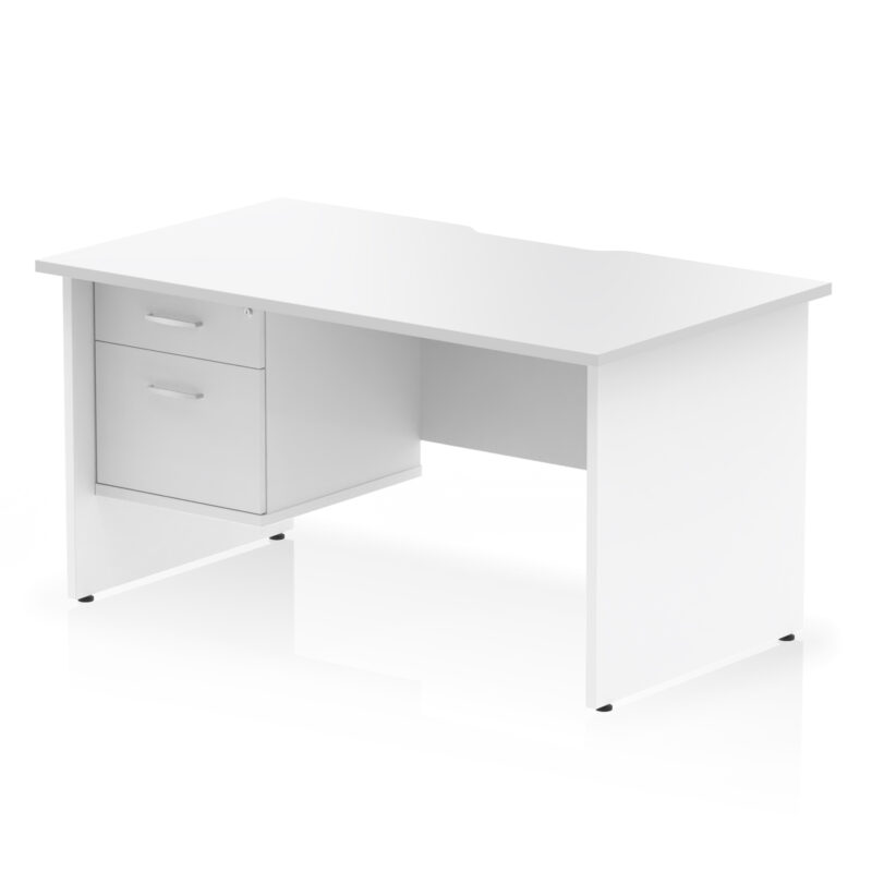 Impulse Scalloped Edge 1400mm Panel End Straight Desk With Single Fixed Pedestal - Image 8