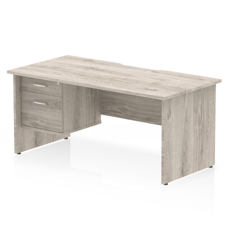Impulse Scalloped Edge 1600mm Panel End Straight Desk With Single Fixed Pedestal - Image 4