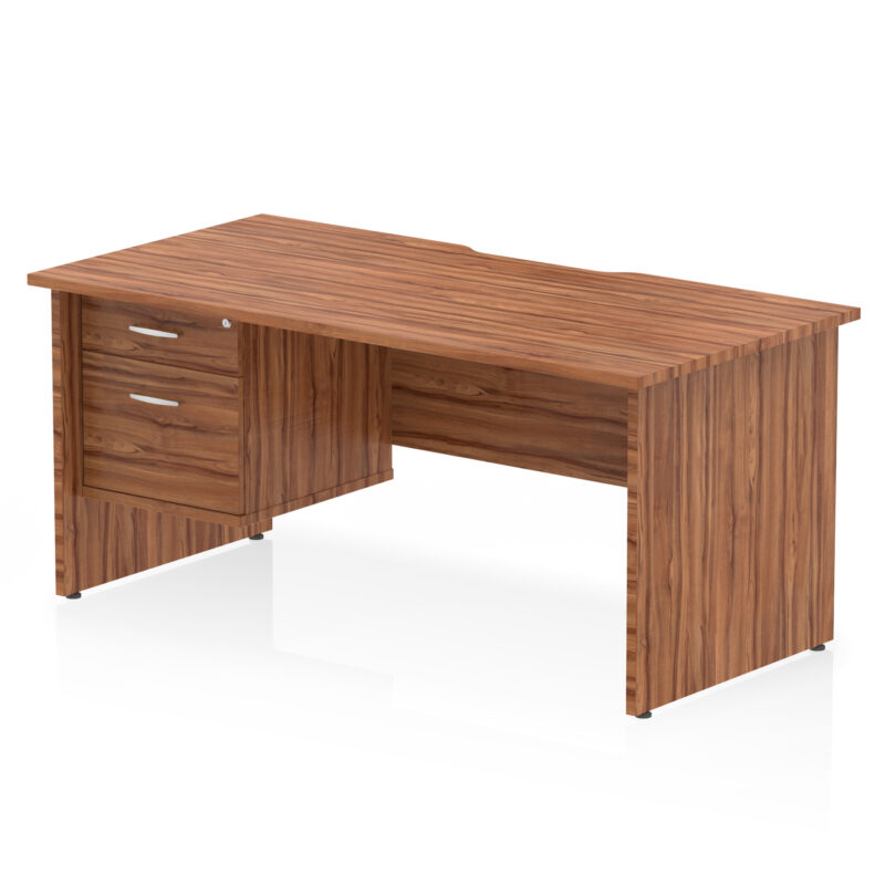 Impulse Scalloped Edge 1600mm Panel End Straight Desk With Single Fixed Pedestal - Image 7