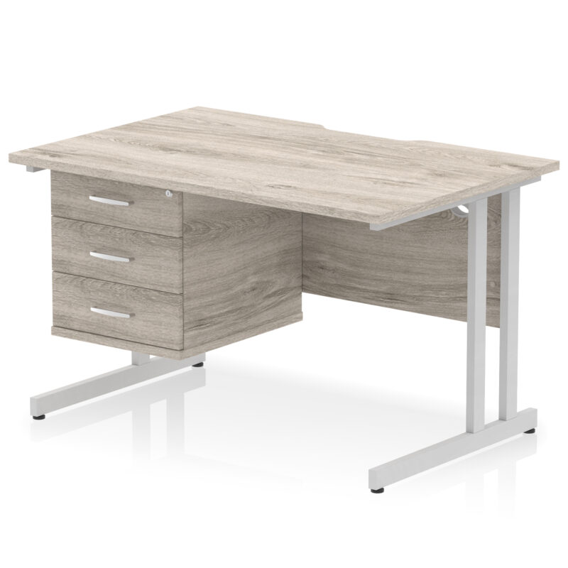 Impulse Scalloped Edge 1200mm Cantilever Straight Desk With Single Fixed Pedestal - Image 25