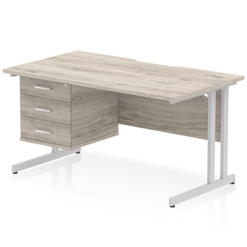 Impulse Scalloped Edge 1400mm Cantilever Straight Desk With Single Fixed Pedestal - Image 25
