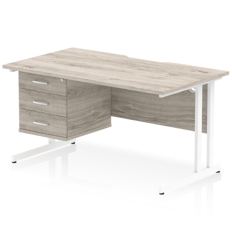 Impulse Scalloped Edge 1400mm Cantilever Straight Desk With Single Fixed Pedestal - Image 26