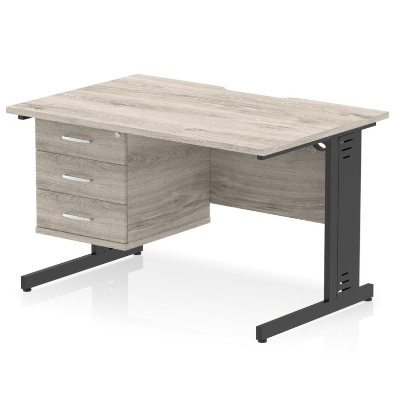 Impulse Scalloped Edge 1200mm Cable Managed Straight Desk With Single Fixed Pedestal - Image 24