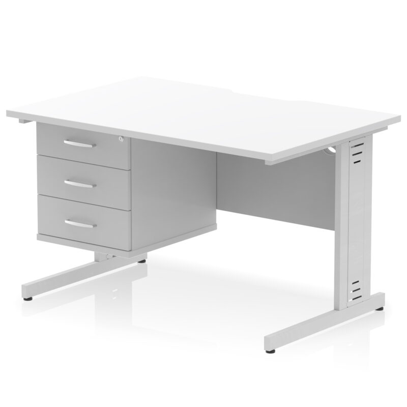 Impulse Scalloped Edge 1200mm Cable Managed Straight Desk With Single Fixed Pedestal - Image 37