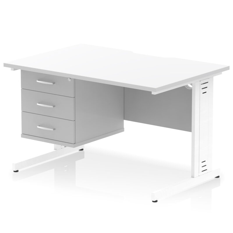 Impulse Scalloped Edge 1200mm Cable Managed Straight Desk With Single Fixed Pedestal - Image 38