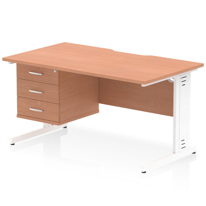 Impulse Scalloped Edge 1400mm Cable Managed Straight Desk With Single Fixed Pedestal - Image 23