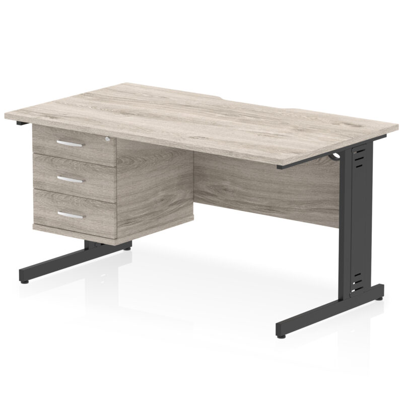 Impulse Scalloped Edge 1400mm Cable Managed Straight Desk With Single Fixed Pedestal - Image 24