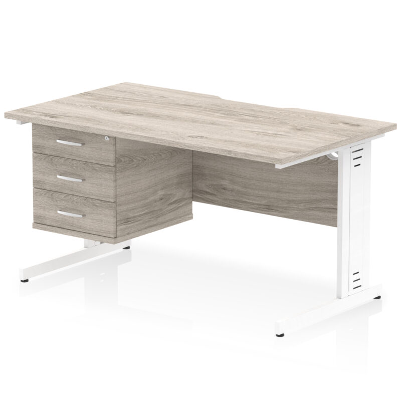 Impulse Scalloped Edge 1400mm Cable Managed Straight Desk With Single Fixed Pedestal - Image 26
