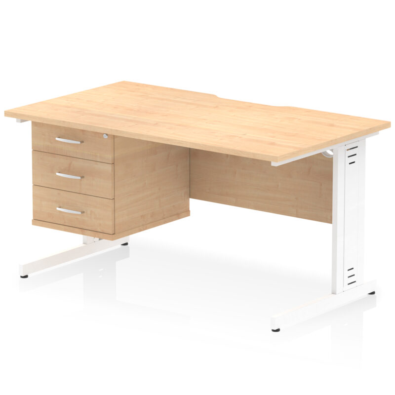 Impulse Scalloped Edge 1400mm Cable Managed Straight Desk With Single Fixed Pedestal - Image 29