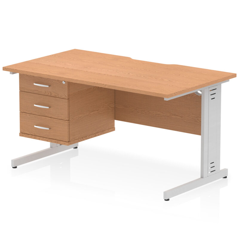 Impulse Scalloped Edge 1400mm Cable Managed Straight Desk With Single Fixed Pedestal - Image 31