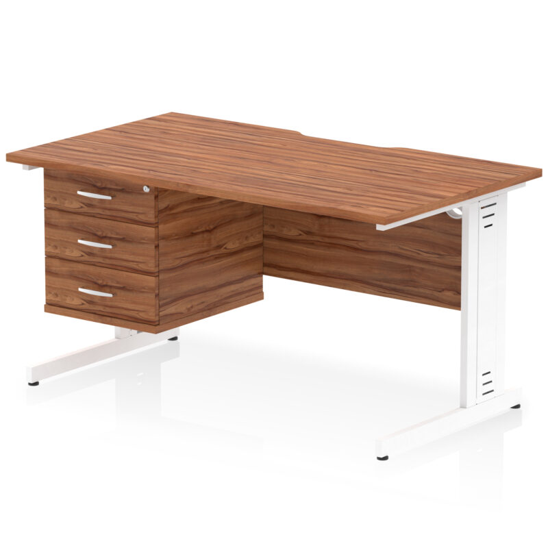 Impulse Scalloped Edge 1400mm Cable Managed Straight Desk With Single Fixed Pedestal - Image 35