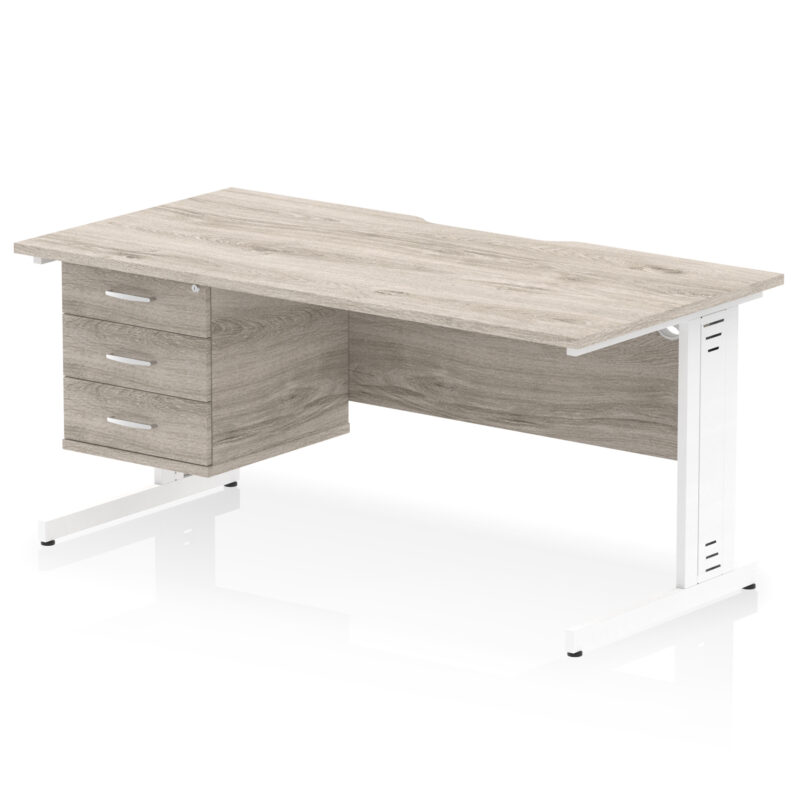 Impulse Scalloped Edge 1600mm Cable Managed Straight Desk With Single Fixed Pedestal - Image 26