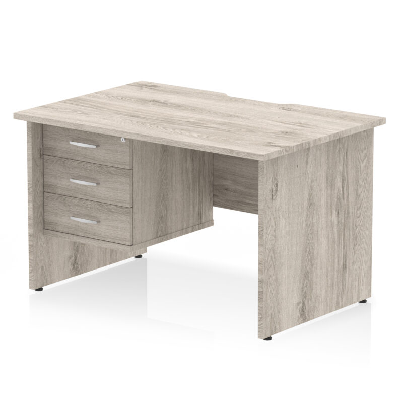Impulse Scalloped Edge 1200mm Panel End Straight Desk With Single Fixed Pedestal - Image 15