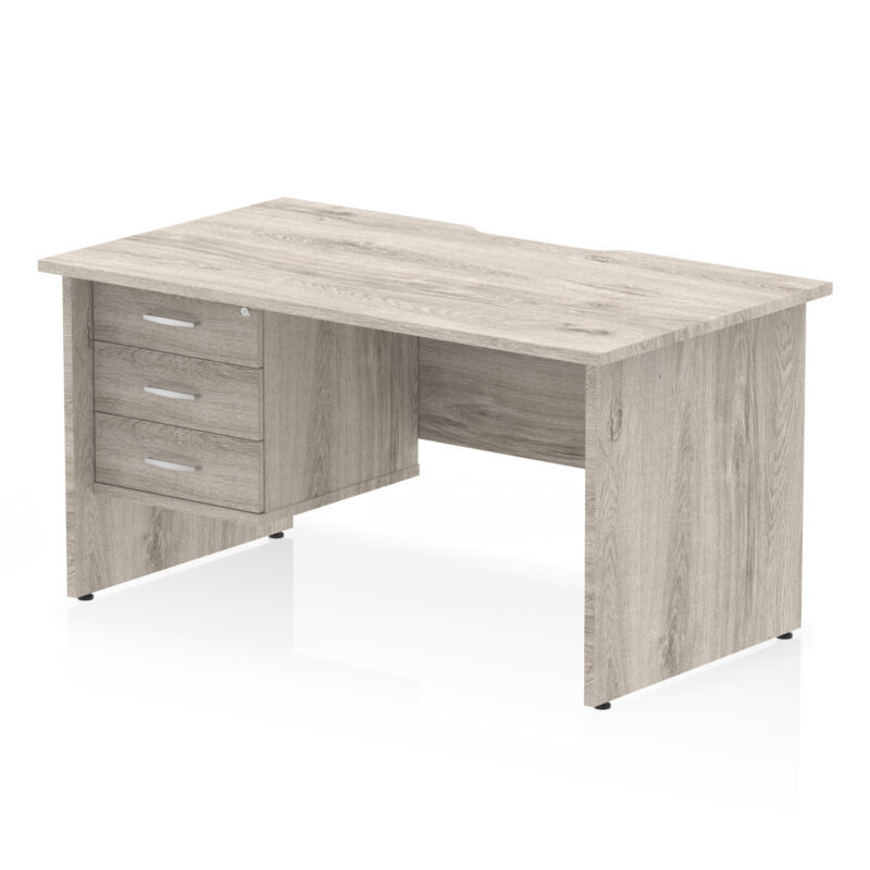 Impulse Scalloped Edge 1400mm Panel End Straight Desk With Single Fixed Pedestal - Image 15