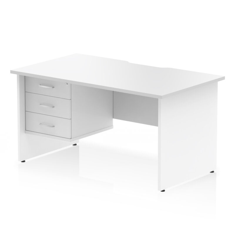 Impulse Scalloped Edge 1400mm Panel End Straight Desk With Single Fixed Pedestal - Image 19