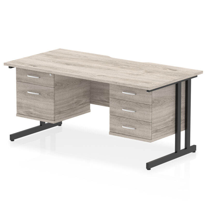 Impulse Scalloped Edge 1600mm Cantilever Straight Desk With Two Fixed Pedestal - Image 7