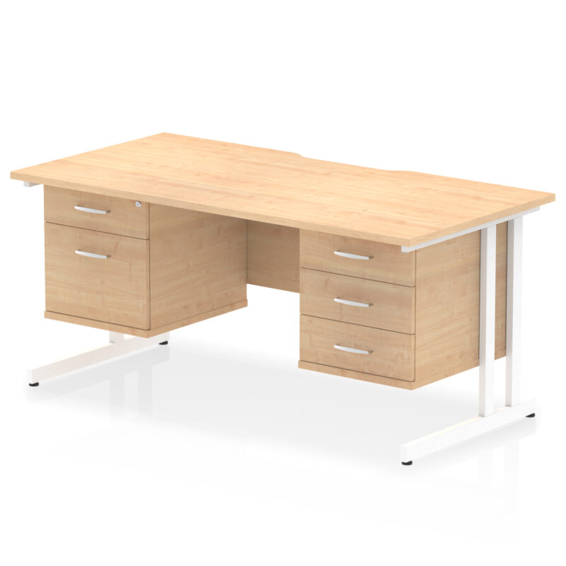 Impulse Scalloped Edge 1600mm Cantilever Straight Desk With Two Fixed Pedestal - Image 12