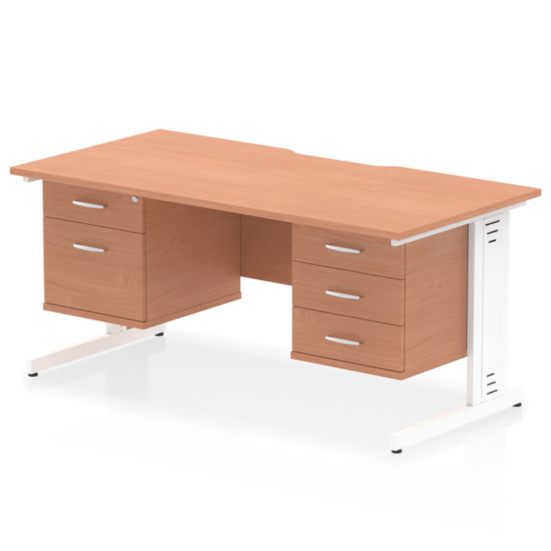 Impulse Scalloped Edge 1600mm Cable Managed Straight Desk With Two Fixed Pedestal - Image 6