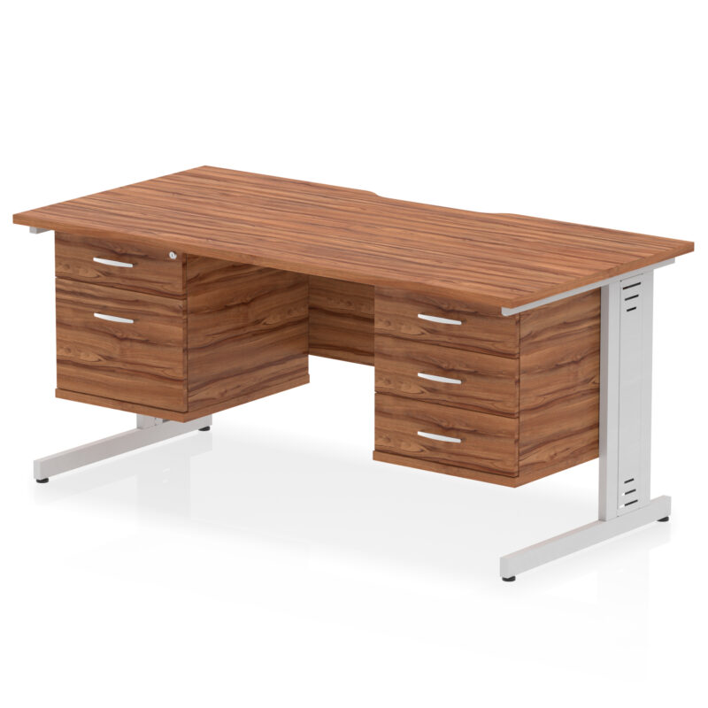 Impulse Scalloped Edge 1600mm Cable Managed Straight Desk With Two Fixed Pedestal - Image 17