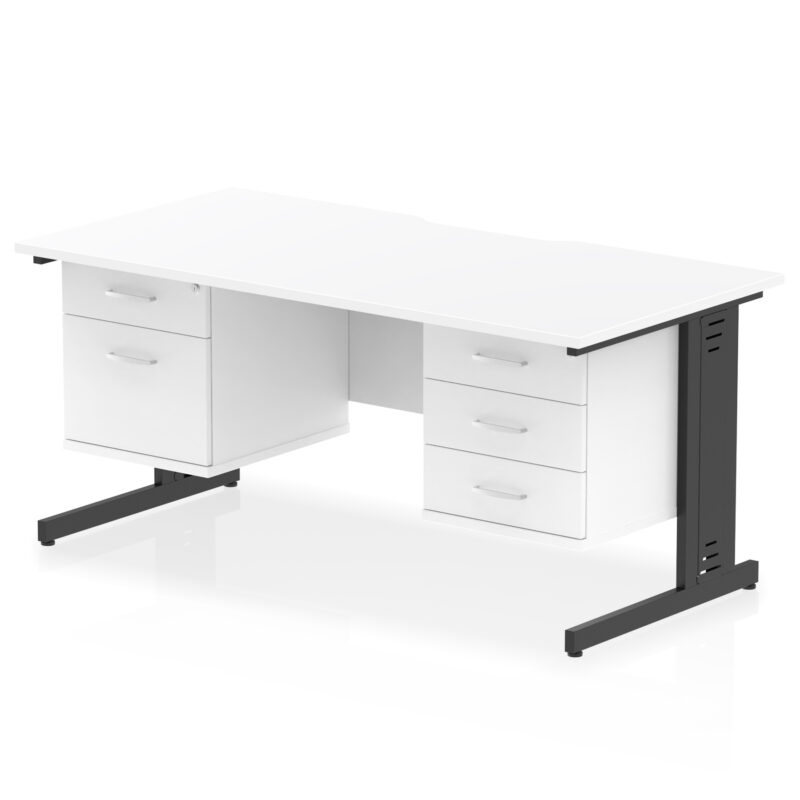 Impulse Scalloped Edge 1600mm Cable Managed Straight Desk With Two Fixed Pedestal - Image 19