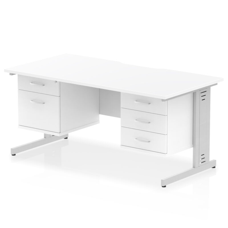 Impulse Scalloped Edge 1600mm Cable Managed Straight Desk With Two Fixed Pedestal - Image 20
