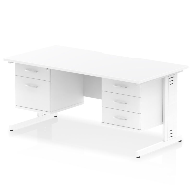 Impulse Scalloped Edge 1600mm Cable Managed Straight Desk With Two Fixed Pedestal - Image 21