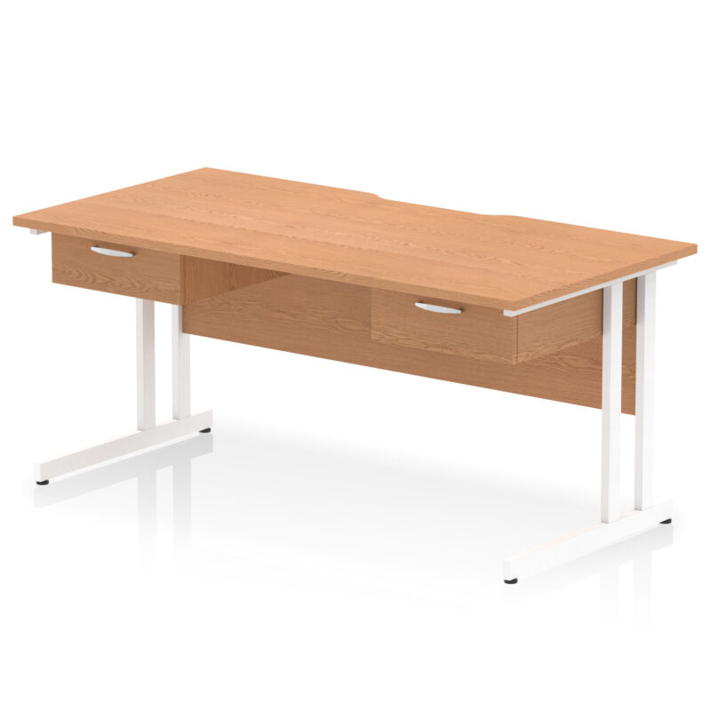 Impulse Scalloped Edge Cantilever Straight Desk With Two One Drawer Fixed Pedestals - Image 17