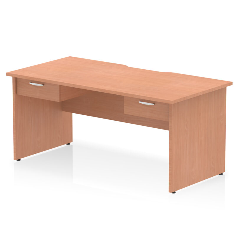 Impulse Scalloped Edge Panel End Straight Desk Frame With Two One Drawer Fixed Pedestals - Image 2